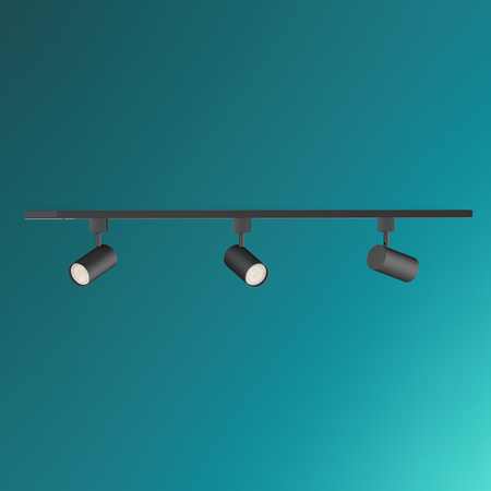 Zestaw Szynowy Lampa Sufitowa Szynoprzewód 1m + 3x Reflektor Szynowy LED GU10 Jednofazowy Czarny EasyLink Zilo Philips