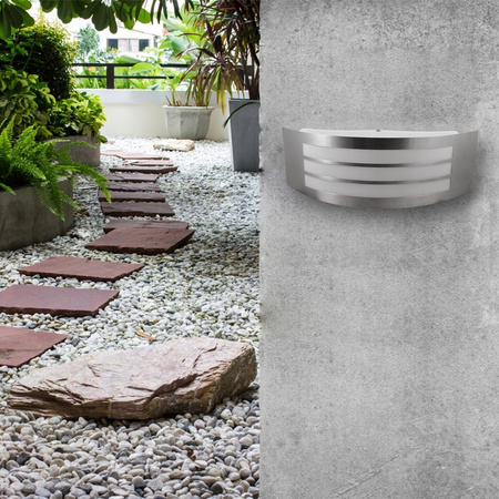 Kinkiet Ogrodowy Elewacyjny Lampa Zewnętrzna E27 INOX IP44 DORIS