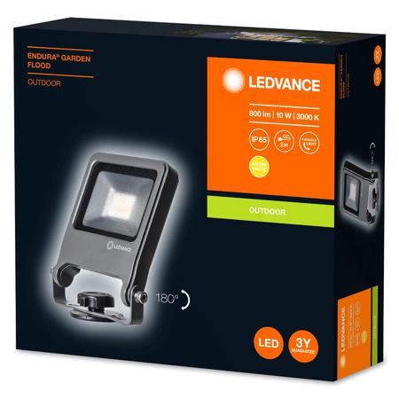 Naświetlacz LED Reflektor Zewnętrzny Lampa 10W 800lm 3000K IP65 Szary Wbijany Endura Ledvance