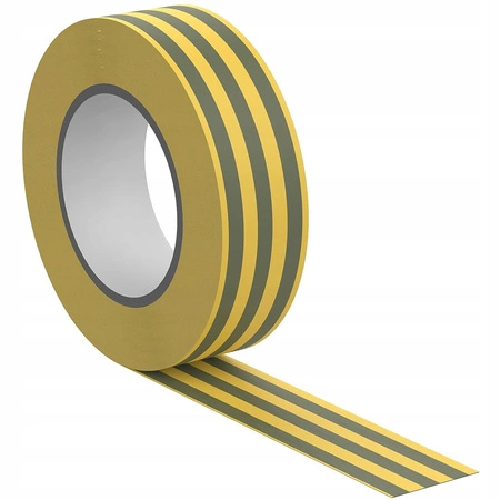 Mocna Taśma Izolacyjna PCV Wodoodporna 15mm x 0,13mm Żółto-Zielona 10m