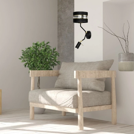 Lampa Ścienna Kinkiet ULTIMO Czarna 1xE27 + 1x mini GU10 Milagro