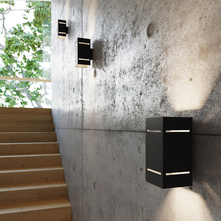 Lampa Ścienna Kinkiet Góra Dół G9 Prostokątna Czarna Industrialna Blocco Sollux