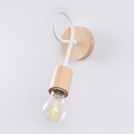 Lampa Ścienna Kinkiet 1x E27 Naturalne Drewno Biała Ember Peach Puff SL.1473 Sollux