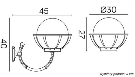 Lampa Ogrodowa Zewnętrzna Elewacyjna KINKIET LED Kule z koszykiem 250 K 3012/1/KPO 250 E27 Su-Ma