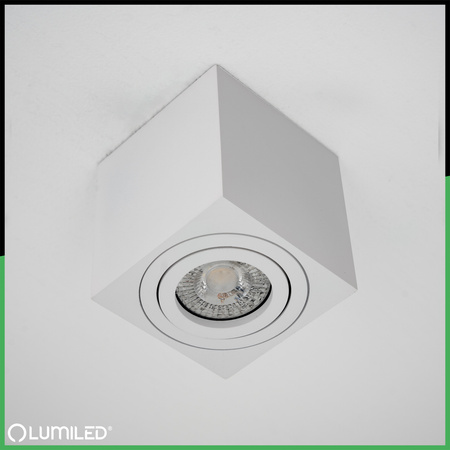 Oprawa Natynkowa HALOGENOWA Spot Tuba Ruchoma GU10 Kwadratowa Biała 84mm AMAT-M LUMILED