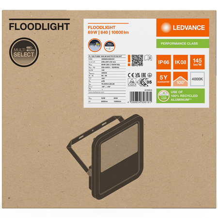 Naświetlacz LED Reflektor Zewnętrzny Lampa 69W 10000lm 4000K IP66 Biały Floodlight Ledvance