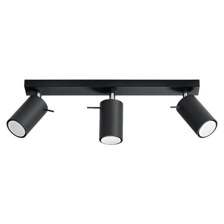 Lampa Sufitowa Oprawa Natynkowa SPOT TUBA Reflektor 3x GU10 Tubularna Czarna Nowoczesna Ring Sollux