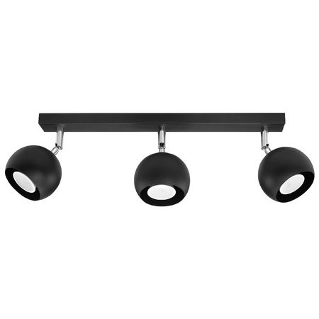 Lampa Sufitowa Oprawa Natynkowa Reflektor 3x GU10 Ruchoma Minimalistyczna Kulista Czarna Nowoczesna Oculare Sollux