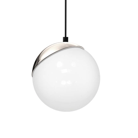 Lampa wisząca SFERA 1xE27 60W Biała Kula Chromowane Detale MLP4673 Milagro Metal + Szkło