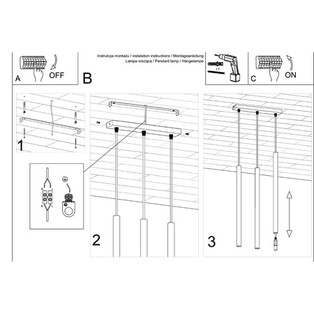Lampa Wisząca Sufitowa Zwis Tuba Spot 3x G9 Beżowa Pastelo Ocean Green SL.1514 Sollux