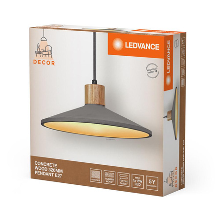 Lampa Sufitowa Wisząca Dekoracyjna E27 Zwis Szary Brązowy Beton Decor Ledvance