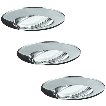 Zestaw 3x Oprawa halogenowa ruchoma GOLDLUX (Polux) okrągła chrom + żarówka LED GU10 3,5W