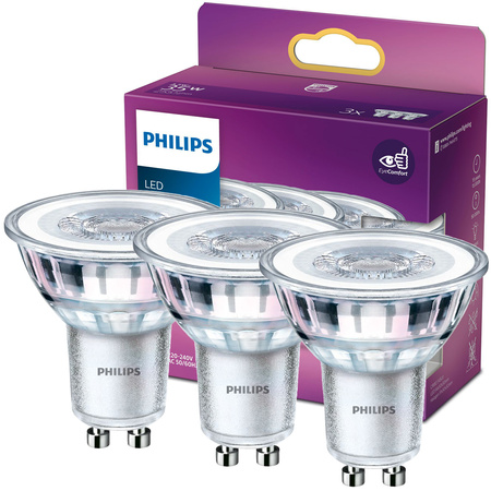 Zestaw 3x Żarówka LED Halogen GU10 PAR16 3.5W = 35W 255lm 2700K Ciepła 36° PHILIPS
