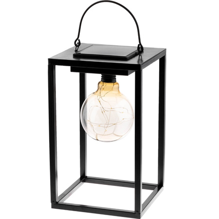 Lampa Solarna LED Zewnętrzna Ogrodowa Stojąca Wisząca Latarenka 3000K IP44 26cm Czujnik Zmierzchu