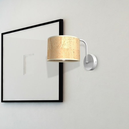 Lampa Ścienna Kinkiet CORK Biała Korek 1xE27 Milagro