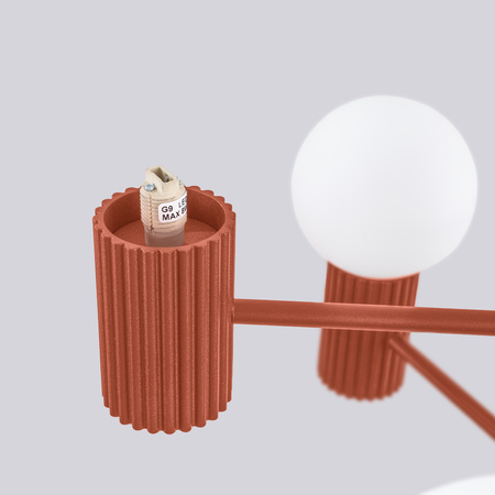 Lampa Wisząca Żyrandol 6x G9 Aluminiowa Ochra czerwona Halo French Sky SL.1833 Sollux