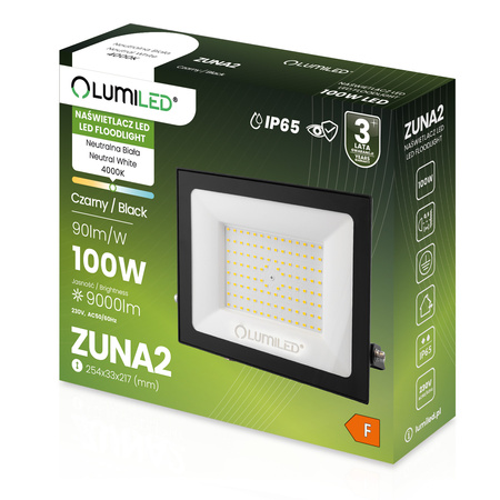 Naświetlacz LED ZUNA2 100W 9000lm 4000K IP65 Czarny LUMILED