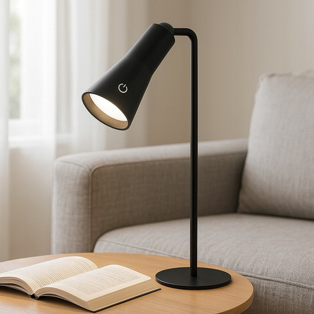 Lampka Biurkowa Stołowa Nocna MAGNETO LED 5W 400lm 4000K Akumulatorowa Odpinana Czarna MasterLED