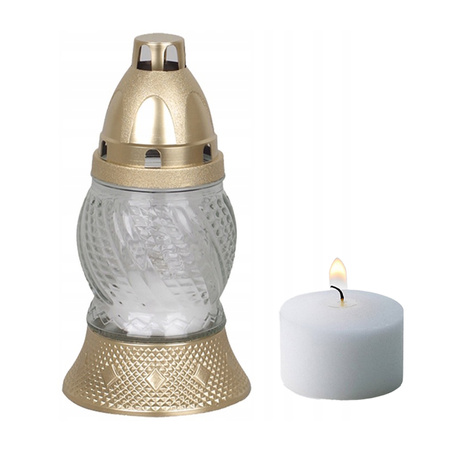 Zestaw 15x Znicz Szklany na Wkład 8h Całoroczny na Grób 16cm