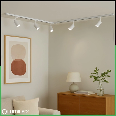 Zestaw Szyna Oświetleniowa Szynoprzewód 2m + 4x Reflektor Szynowy SAGI GU10 Biało Złoty LUMILED