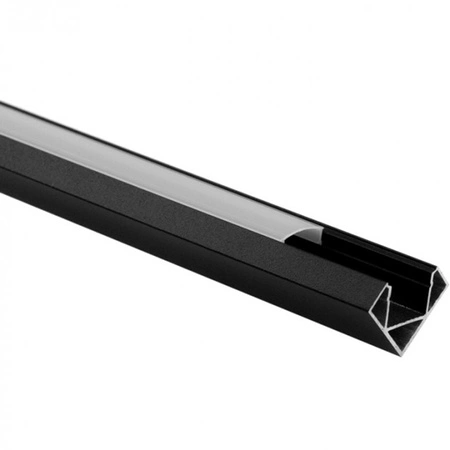 Profil Aluminiowy do LED Czarny Narożny 2m z Mlecznym Kloszem i Zaślepkami Ecolight