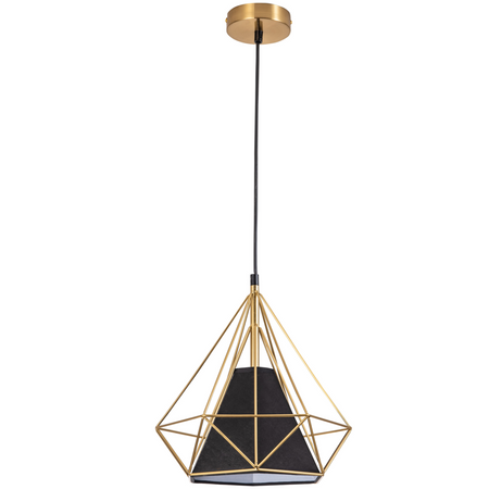 Lampa Wisząca Sufitowa HIRA 1x E27 Zwis Czarna Złota GOLDLUX (Polux)