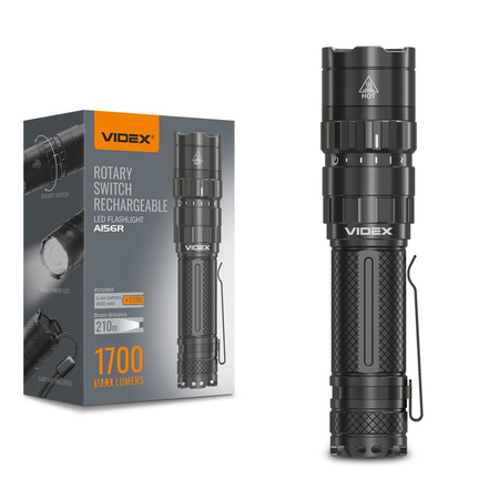 Latarka Ręczna Akumulatorowa LED 20W 1700lm 5 Trybów Pracy USB-C Wodoszczelna IP68 Videx