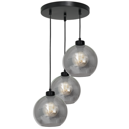 Lampa wisząca SOFIA 3xE27 MLP6583 Przydymiony Klosz Kula Milagro Metal + Szkło