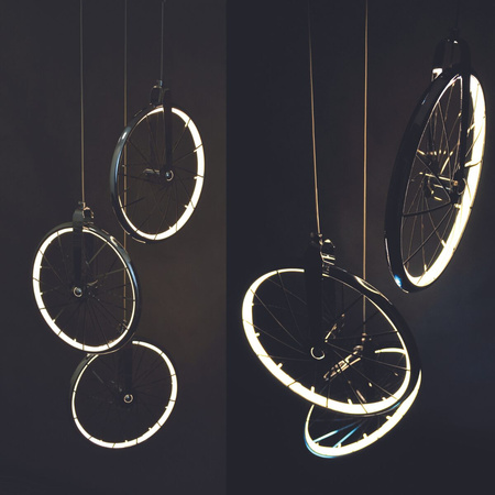 Kultowa LAMPA wisząca, SUFITOWA LED 3x BICYKL 33W 3000K chrom GOLDLUX (Polux)