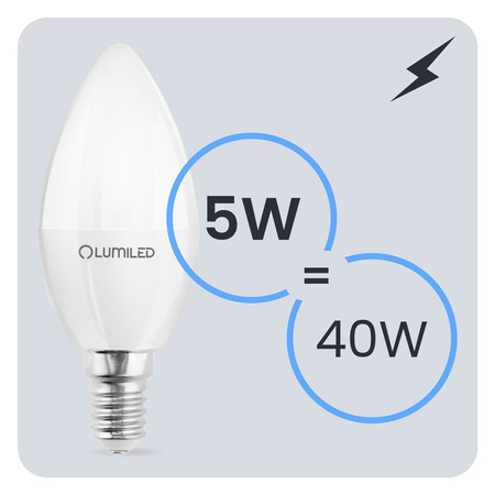 6x Żarówka LED E14 Świeczka B35 5W = 40W 470lm 3000K Ciepła 180° LUMILED