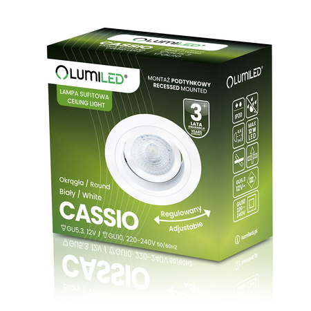 Oprawa HALOGENOWA Podtynkowa Ruchoma GU10 MR16 Okrągła Biała CASSIO LUMILED