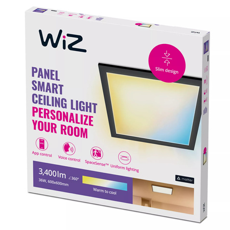 Panel LED Natynkowy 60x60 Lampa Sufitowa KASETON 36W Czarny SMART WiFi WiZ