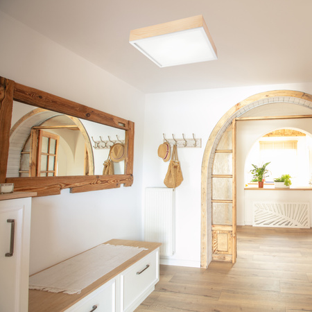 Plafon LED Lampa Sufitowa SANTIAGO 4xE27 Kwadratowa Drewniana LD-PD-9.6 Lamkur