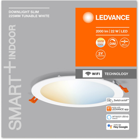 Oprawa Podtynkowa Panel LED DOWNLIGHT 22W 2000lm CCT 22,5cm SMART+ WIFI LEDVANCE