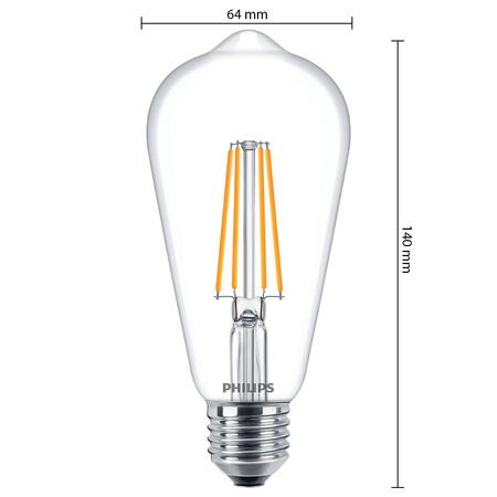 Żarówka LED Edison E27 ST64 7W = 60W 806lm 2700K Ciepła Filament PHILIPS