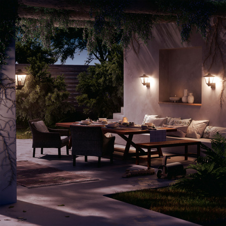 Kinkiet Ogrodowy Lampa Elewacyjna Zewnętrzna LATARNIA E27 IP44 Czarna Kinno Philips