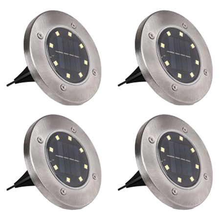 Zestaw 4x Lampka Ogrodowa 8x LED 0,8W SOLARNA DOGRUNTOWA Wbijana IP54