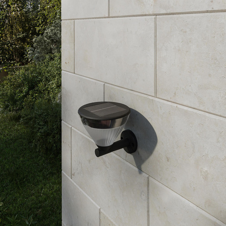 Kinkiet Ogrodowy Lampa Zewnętrzna Elewacyjna Solarny 3.8W 400lm 2700K Ciepła IP44 Czarna z Czujnikiem Ruchu Kyna Philips