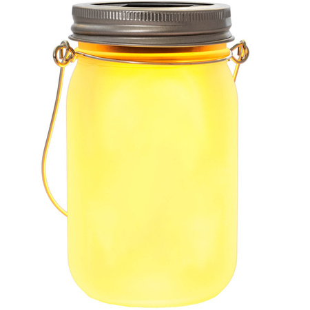 Lampion Ogrodowa LED Solarna Dekoracyjna Słoik Płomień 13cm