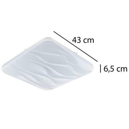 Plafon LED sufitowy łazienkowy 72W 3000-6500K Biały Kwadratowy Diament 43cm + Pilot