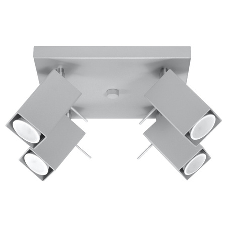 Lampa Sufitowa Oprawa Natynkowa 4x GU10 SPOT TUBA Reflektor Ruchoma Minimalistyczna Kwadratowa Szara Nowoczesna Merida Sollux