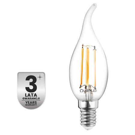 6x Żarówka LED E14 Świeczka BA35 2,2W 470lm = 40W 2700K Ciepła 360° Filament KLASA A LUMILED