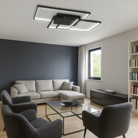 Lampa Sufitowa Żyrandol LED 90W CCT GALAXIS VELA Czarny + Pilot Sterujący