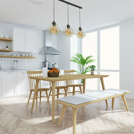 Lampa wisząca LUPO 3xE27 Geometryczny Kształt Loft Czarna Złota MLP6271 Milagro Metal