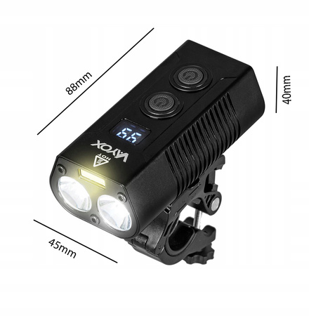 Latarka Lampka Przednia Rowerowa LED USB-C Uchwyt Światło 10 Trybów 750lm IP65 Funkcja Powerbank VAYOX