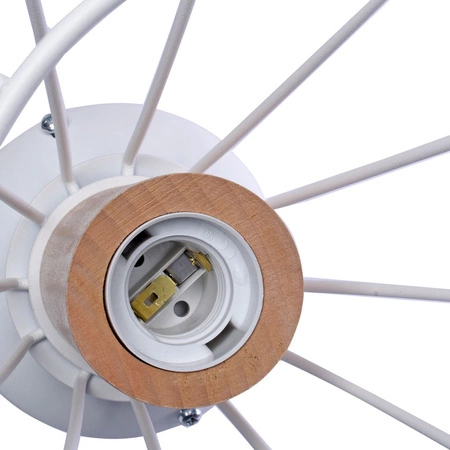 Lampa sufitowa żyrandol WILL 1x E27 LOFT Biała Metal + drewno Milagro