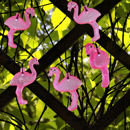 Girlanda Solarna Ogrodowa Ozdobna Łańcuch Świetlny Flamingi 10 LED Zimna