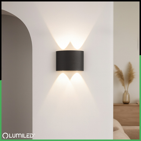 Lampa Ogrodowa Zewnętrzna Kinkiet Elewacyjny 4W LED IP54 Góra Dół UBERO LUMILED