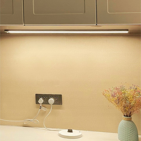 Lampka Podszafkowa LED Listwa Meblowa 3W CCT 60cm z Czujnikiem Ruchu Czarna