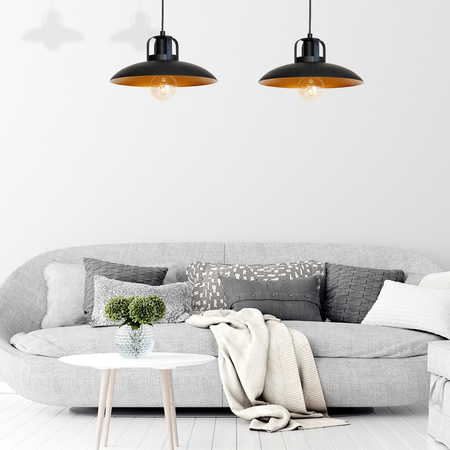 Lampa wisząca FELIX czerń złoto 2xE27 IP20 Metal styl nowoczesny loft industrial Milagro